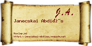 Janecskai Abdiás névjegykártya